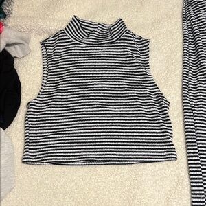 By Together Black and White Striped Crop Top